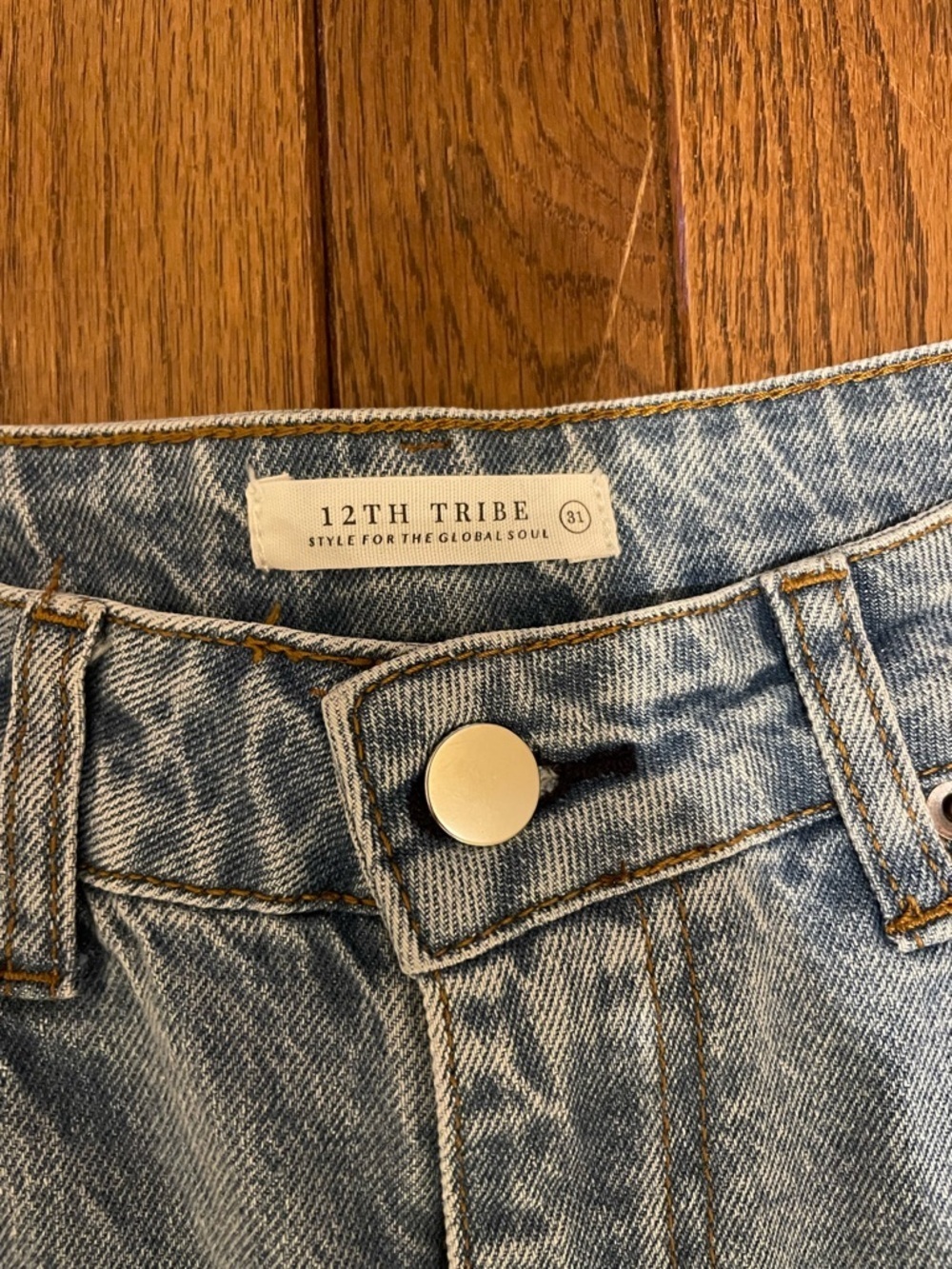 12th Tribe Muse Barrel Straight Leg High Rise Denim Jeans Size 31 - Picture 2 of 6